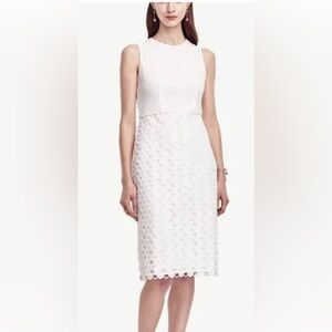 Ann Taylor White Sleeveless Midi Dress